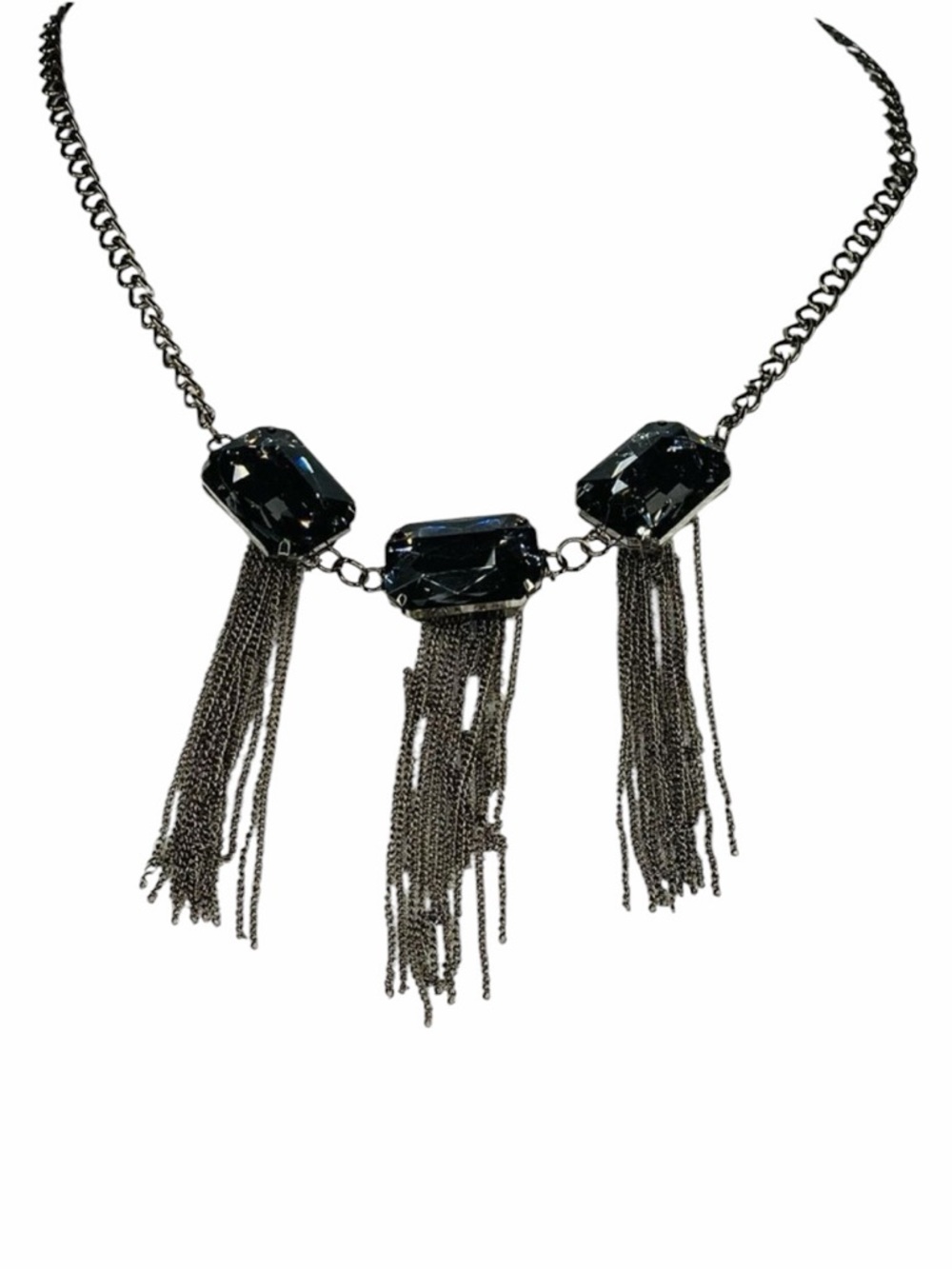 10/$25🦋 T&J Designs Gun Metal Tassel & Gem Necklace - Picture 7 of 7